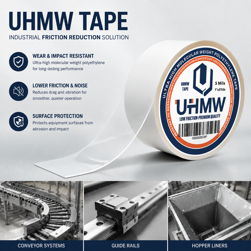 Ultra High Molecular Weight Polythelene Tape (0.5" x 36yds, 5mil)