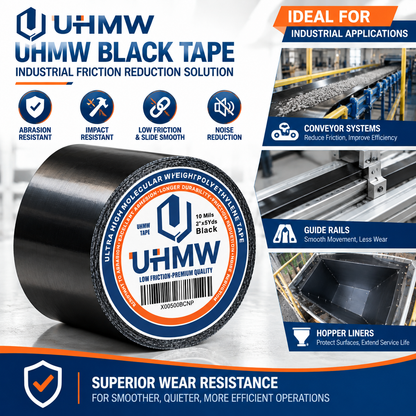 Black Ultra High Molecular Weight Polythelene Tape (0.5" x 5yds, 10mil)