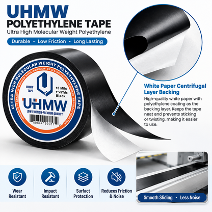 Black Ultra High Molecular Weight Polythelene Tape (0.5" x 5yds, 10mil)
