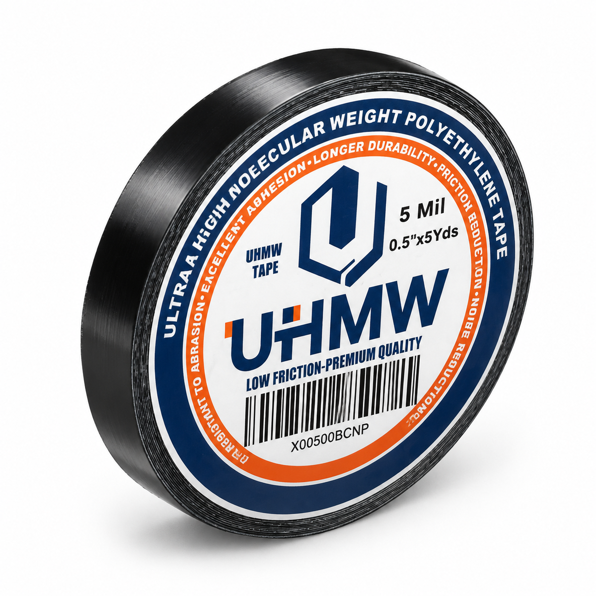 Black Ultra High Molecular Weight Polythelene Tape (0.5" x 5yds, 10mil)