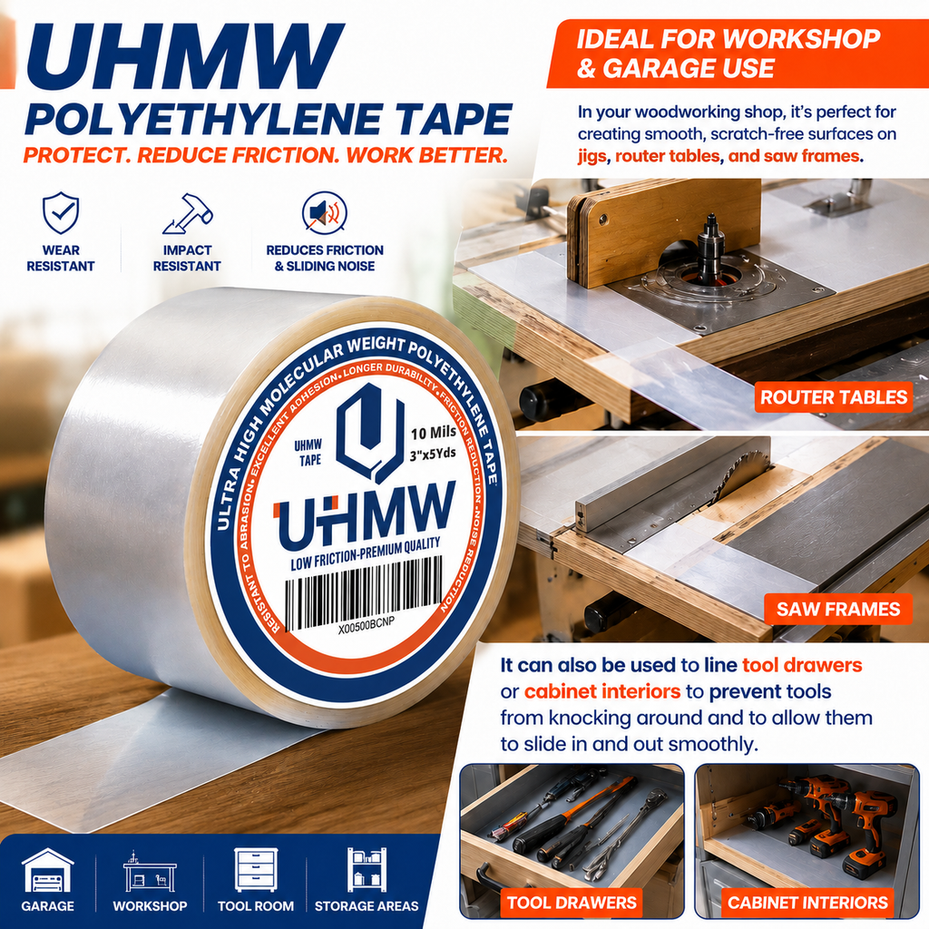 Ultra High Molecular Weight Polythelene Tape (0.5" x 5yds, 10mil)
