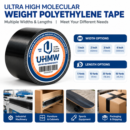 Black Ultra High Molecular Weight Polythelene Tape (0.5" x 5yds, 10mil)