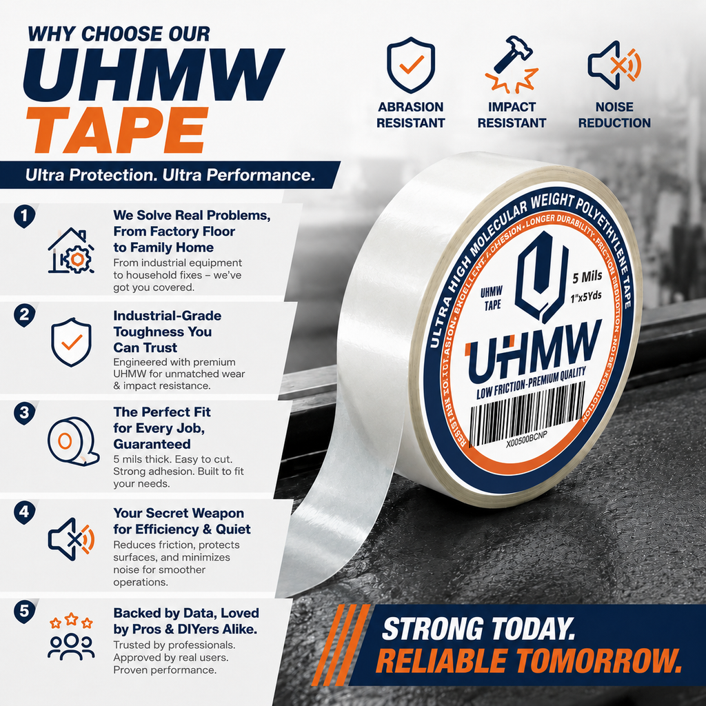 Ultra High Molecular Weight Polythelene Tape (0.5" x 5yds, 10mil)